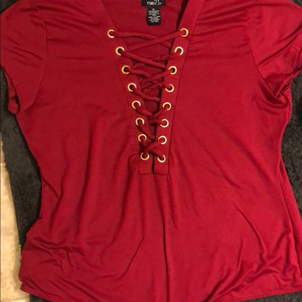 Dark red rue 21 body suit